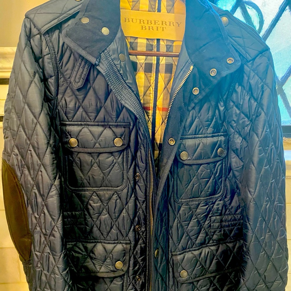 Burberry Brit Men’s Russel Diamond Quilted Field Jacket in Blue - Size Small